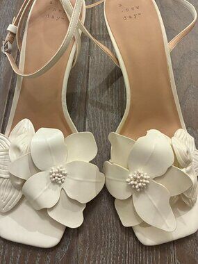 Size 11- White floral  heels